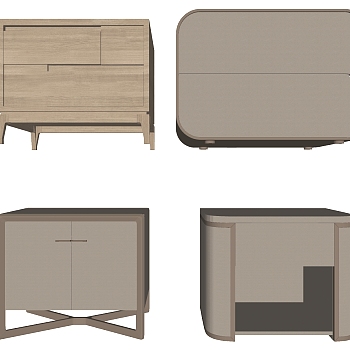 20现代北欧新中式简约床头柜sketchup草图模型下载