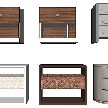 15现代北欧新中式简约实木床头柜sketchup草图模型下载