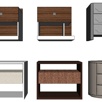 15现代北欧新中式简约实木床头柜sketchup草图模型下载