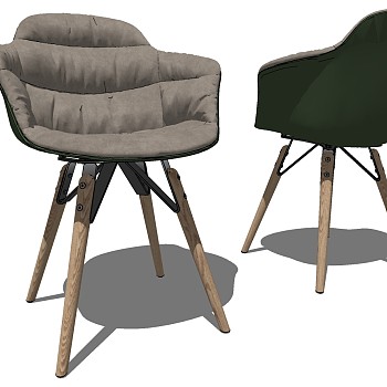 北欧现代实木吧台吧椅吧凳sketchup草图模型下载