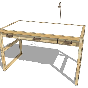 现代简约实木桌子电脑桌SketchUp草图模型下 (4)