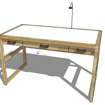 现代简约实木桌子电脑桌SketchUp草图模型下 (4)