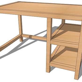 现代简约实木桌子电脑桌SketchUp草图模型下 (5)