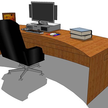 现代实木桌子椅子电脑桌书桌椅子SketchUp草图模型下
