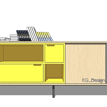 现代简约实木桌子边柜储物柜SketchUp草图模型下