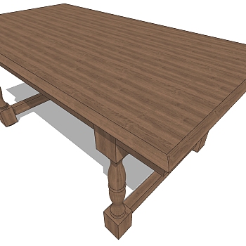 现代简约实木桌子书桌写字桌SketchUp草图模型下 (5)