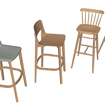 现代北欧金属吧台凳椅sketchup草图模型下载