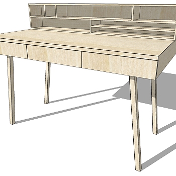 现代简约实木桌子书桌写字桌SketchUp草图模型下 (7)