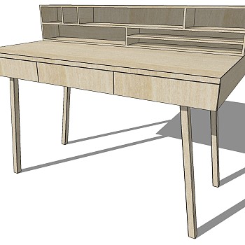 现代简约实木桌子书桌写字桌SketchUp草图模型下 (7)