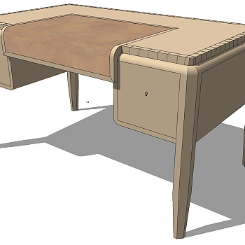 现代简约实木桌子写字桌 SketchUp草图模型下(1)