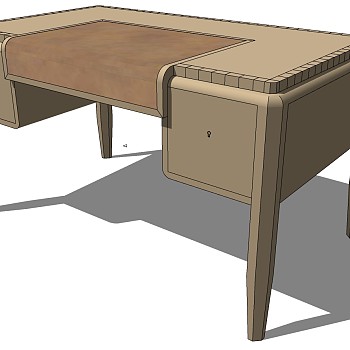 现代简约实木桌子写字桌 SketchUp草图模型下(1)
