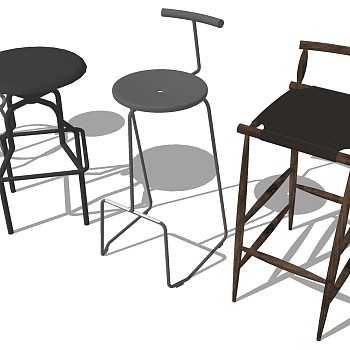 北欧现代吧台吧椅吧凳 sketchup草图模型下载