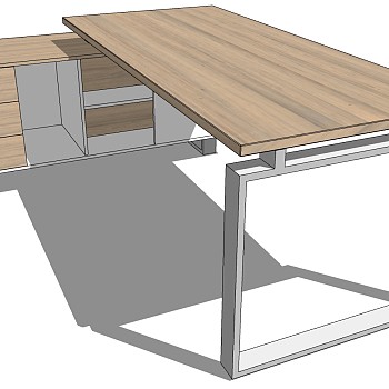 现代桌子实木桌子写字桌SketchUp草图模型下 (3)