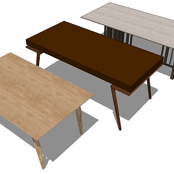 现代桌子实木桌子写字桌SketchUp草图模型下 (7)