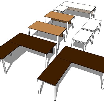 现代桌子实木桌子写字桌 SketchUp草图模型下(8)