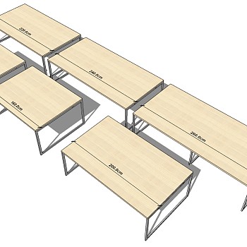 现代桌子实木桌子写字桌 SketchUp草图模型下(10)
