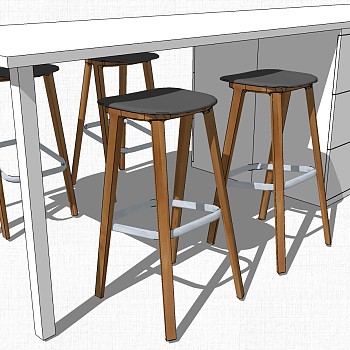 现代咖啡区水吧台吧台桌吧椅SketchUp草图模型下载 (3)