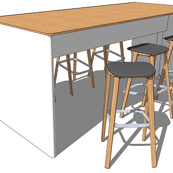 现代咖啡区水吧台吧台桌吧椅SketchUp草图模型下载 (1)