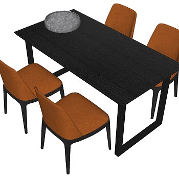 24现代简约单人沙发椅子桌子餐桌椅组合sketchup草图模型下载