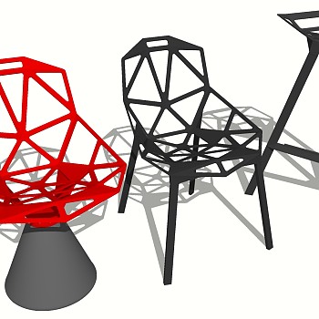 22现代意大利金属铁艺MAGIS餐椅吧台凳椅子sketchup草图模型下载