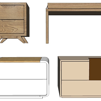 3现代北欧简约床头柜sketchup草图模型下载