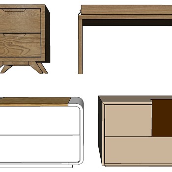 3现代北欧简约床头柜sketchup草图模型下载