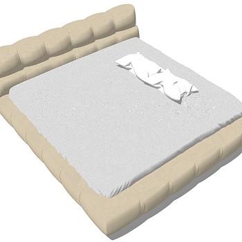 3现代简约软包双人床床头sketchup草图模型下载