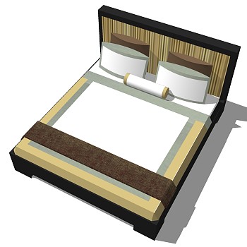 6现代简约实木单人床sketchup草图模型下载
