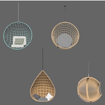 09藤编吊椅sketchup草图模型下载