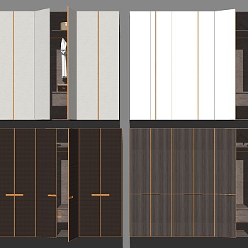 (32) 现代轻奢新中式衣柜衣橱衣服 sketchup草图模型下载