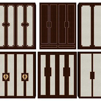 (52) 新中式衣柜衣橱推拉门板sketchup草图模型下载