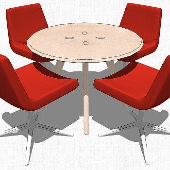 现代北欧圆形休闲洽谈桌椅子SketchUp草图模型下载 (2)