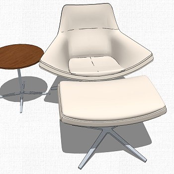 现代北欧圆形休闲洽谈桌椅子SketchUp草图模型下载 (3)