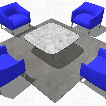 现代北欧圆形休闲洽谈桌椅子SketchUp草图模型下载 (8)