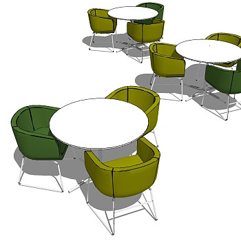 现代北欧圆形休闲洽谈桌椅子SketchUp草图模型下载 (9)