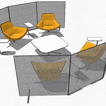 现代北欧圆形休闲洽谈桌椅子SketchUp草图模型下载 (10)