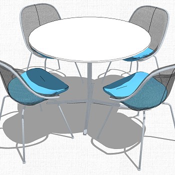 现代北欧圆形休闲洽谈桌椅子 SketchUp草图模型下载(14)