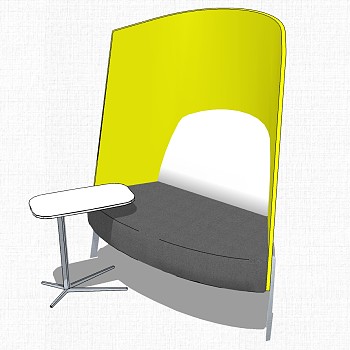 现代北欧圆形休闲洽谈桌椅子沙发 SketchUp草图模型下载(2)