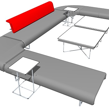 现代异形办公休闲等候区沙发茶几休闲椅子组合su草图模型下载 (7)