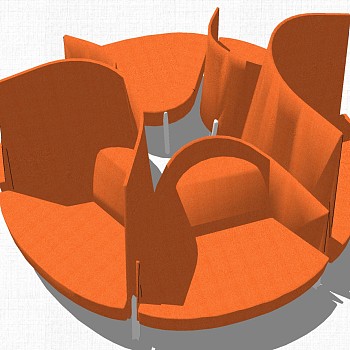 现代异形办公休闲等候区沙发茶几休闲椅子组合su草图模型下载 (6)