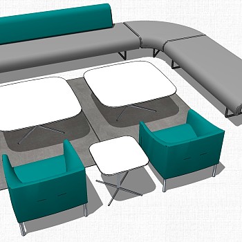 现代办公休闲等候区沙发茶几休闲椅子组合su草图模型下载 (24)