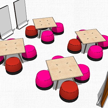 现代办公休闲等候区沙发茶几休闲椅子组合su草图模型下载 (21)