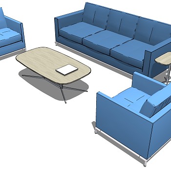 现代办公休闲等候区沙发茶几休闲椅子组合su草图模型下载 (17)
