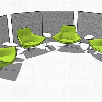 现代办公休闲等候区沙发茶几休闲椅子组合su草图模型下载 (13)