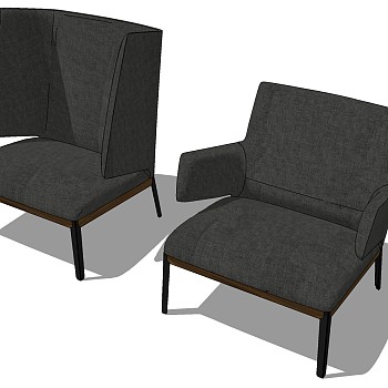 10现代单人休闲椅子沙发模型组合sketchup草图模型下载