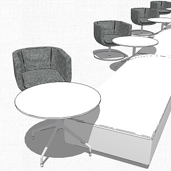 现代办公休闲等候区沙发茶几休闲椅子组合su草图模型下载 (9)
