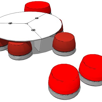 现代办公休闲等候区沙发茶几休闲椅子组合su草图模型下载 (7)