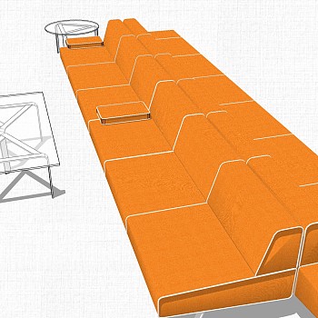 现代办公休闲等候区沙发茶几休闲椅子组合su草图模型下载 (6)