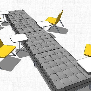 现代办公休闲等候区沙发茶几休闲椅子组合su草图模型下载 (4)