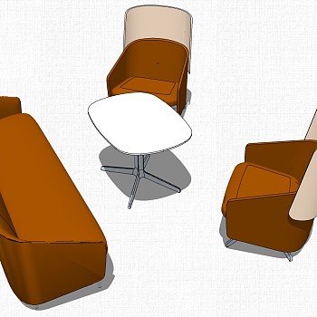 现代办公休闲等候区沙发茶几休闲椅子组合su草图模型下载 (2)
